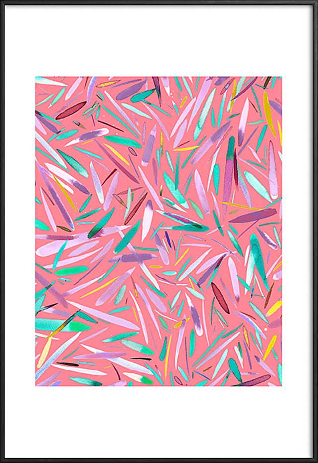 Kids Pink Rain Stripes Pink Metal Framed Print - Thumbnail - Image 1