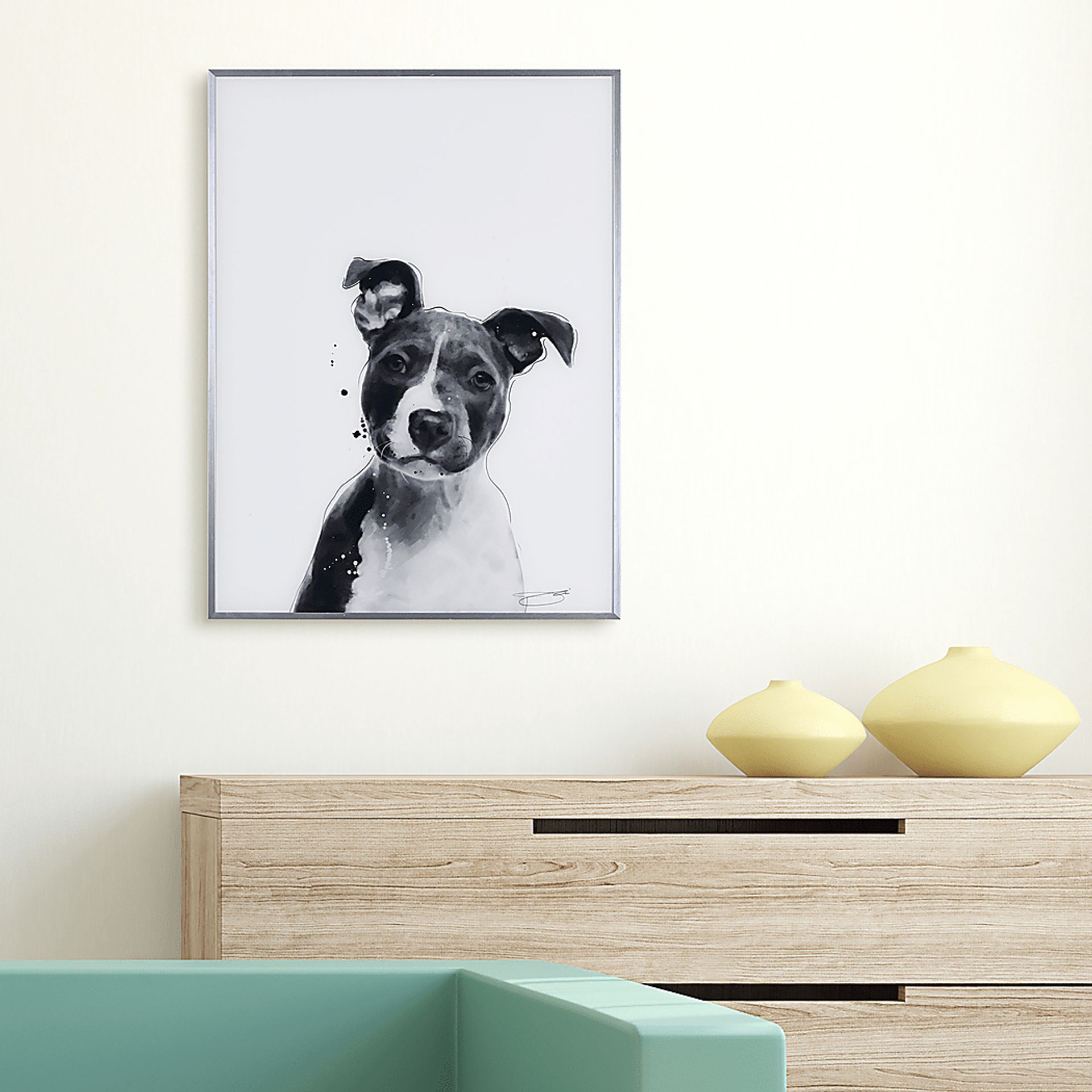 Kids Pitbull Pup Black Wall Art - Image 6