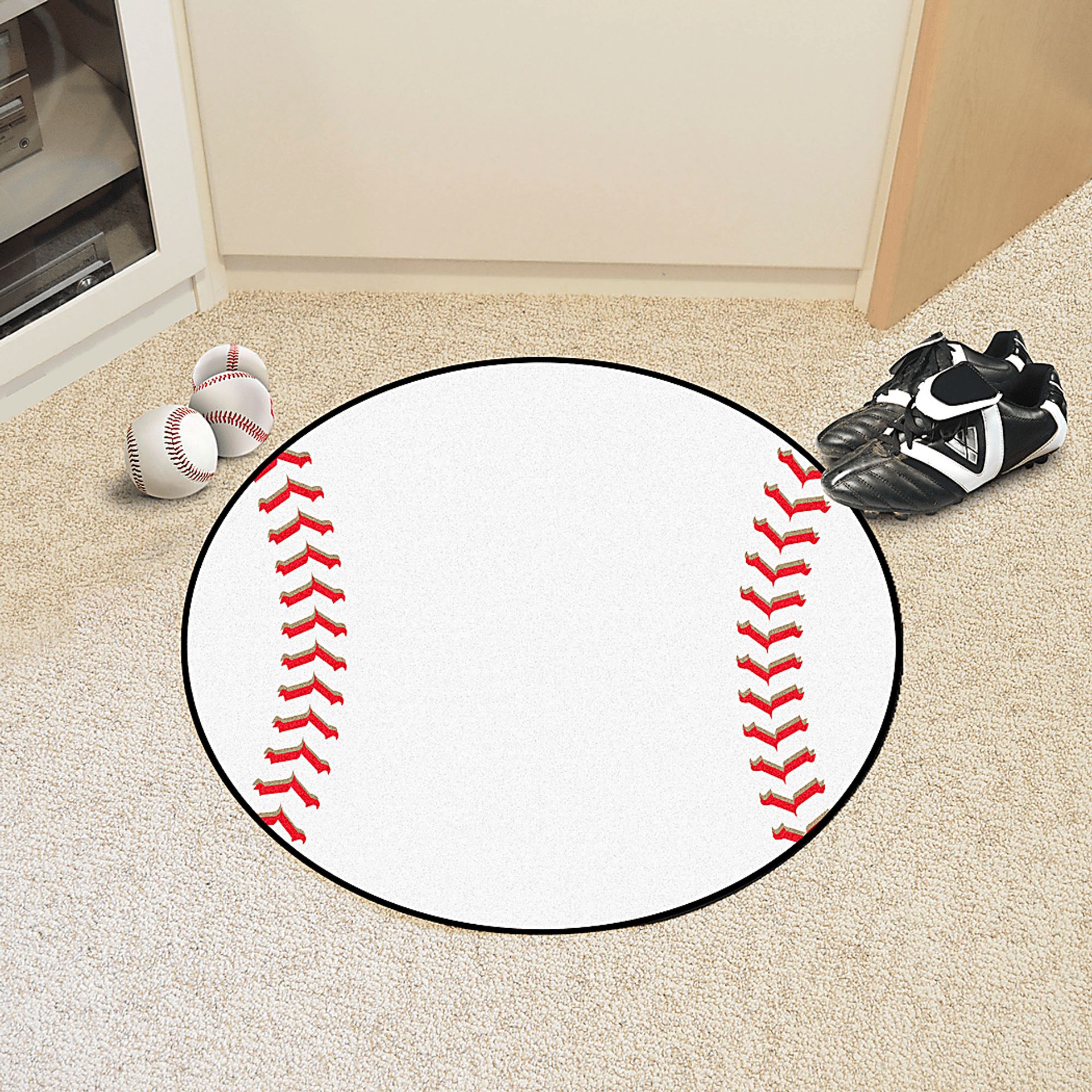 Kids Pitch and Catch White 27 in. Round Rug - Image 2