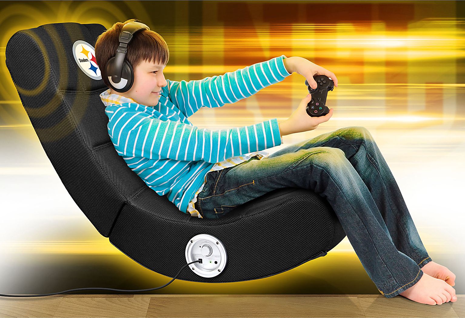 Kids Pittsburgh Steelers Gaming Rocker - Thumbnail 3