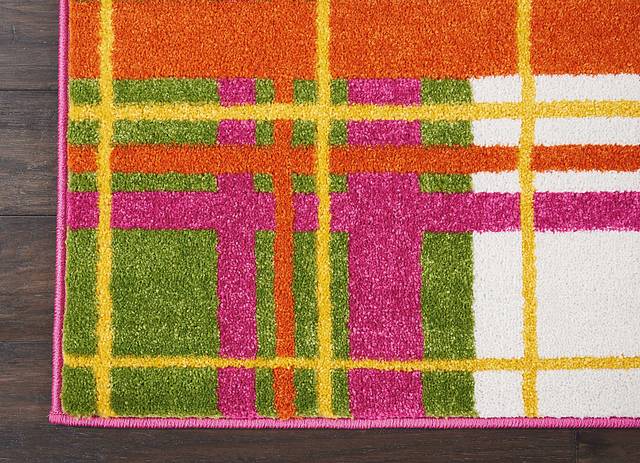 Kids Plaid Field Pink 4' x 6' Rug - Thumbnail - Image 2