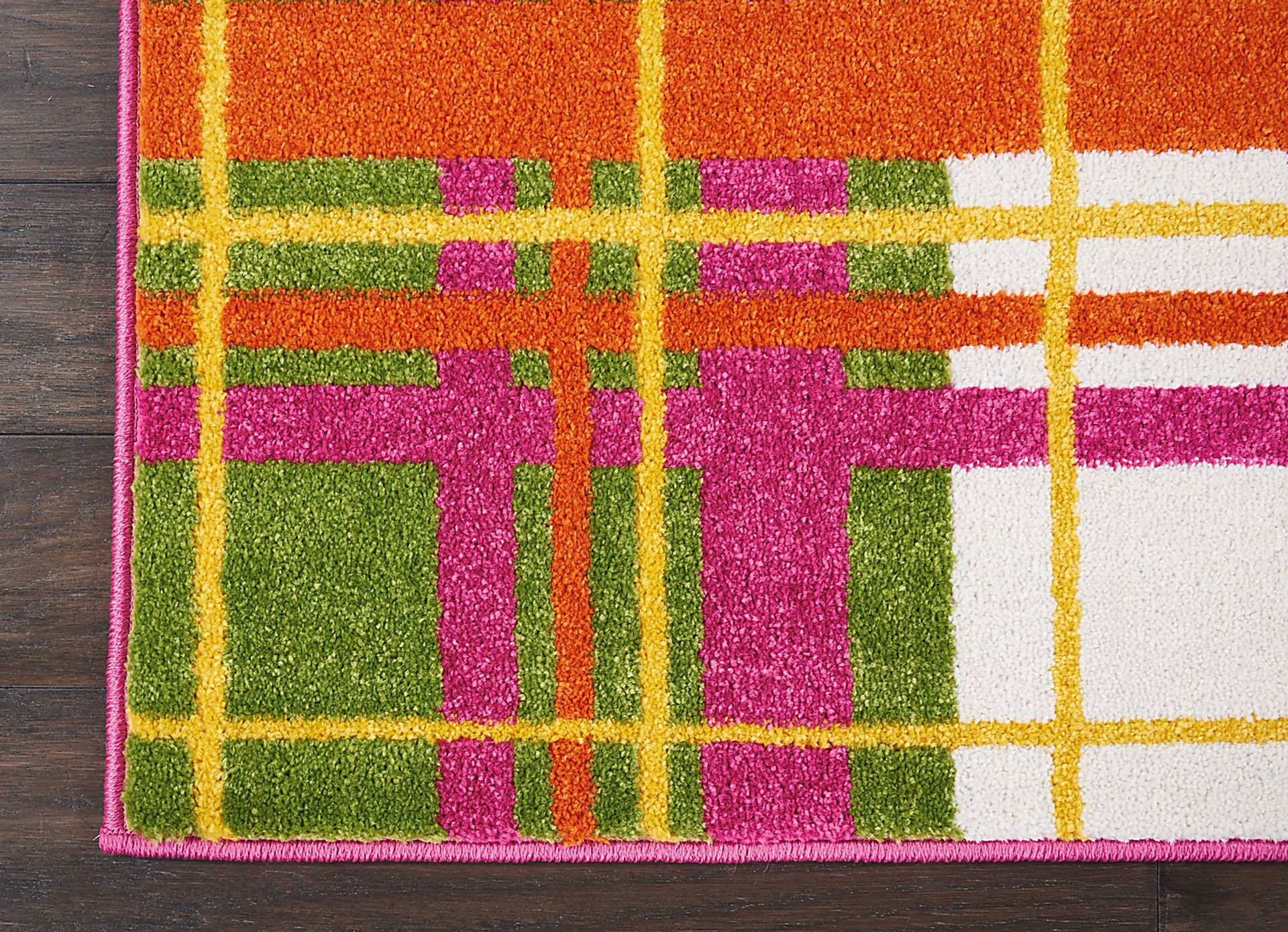 Kids Plaid Field Pink 4' x 6' Rug - Image 2