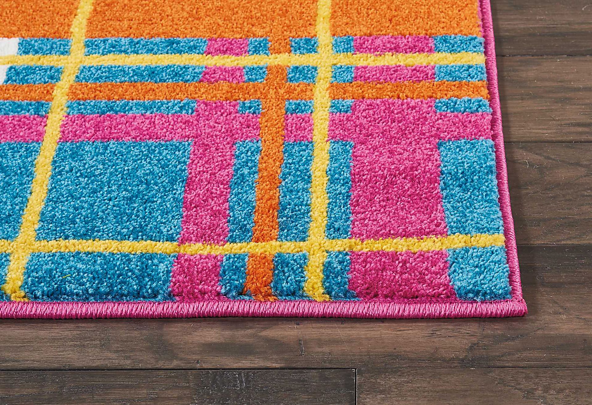 Kids Plaid Field Pink 4' x 6' Rug - Image 3