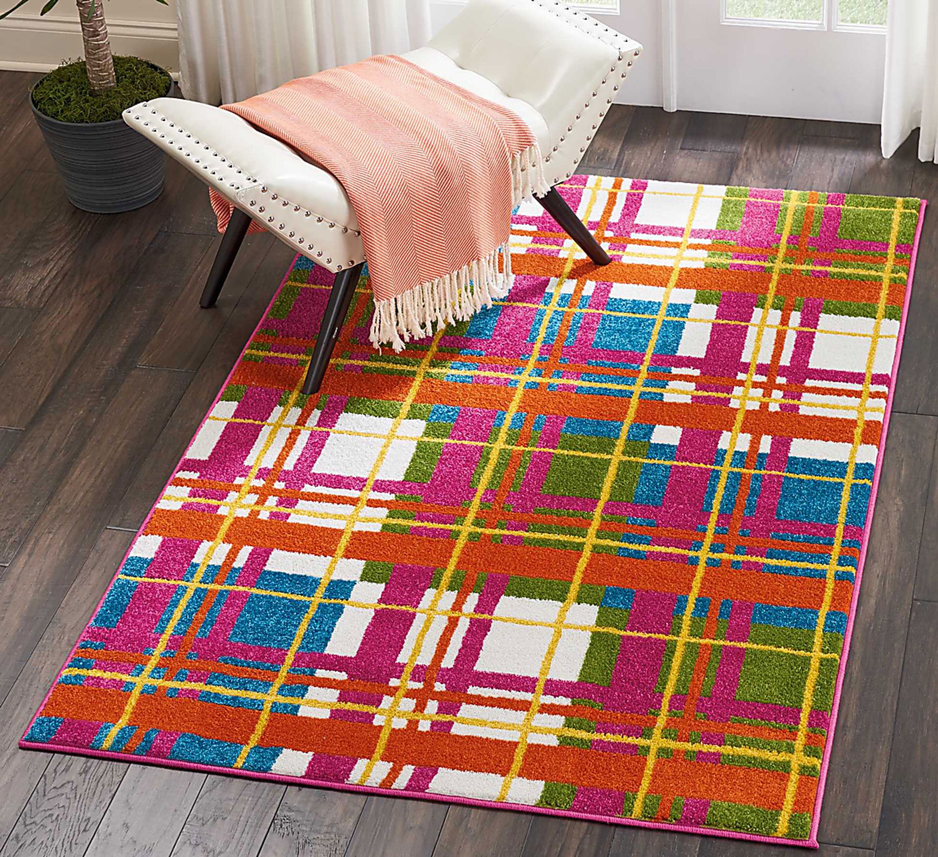 Kids Plaid Field Pink 4' x 6' Rug - Image 5
