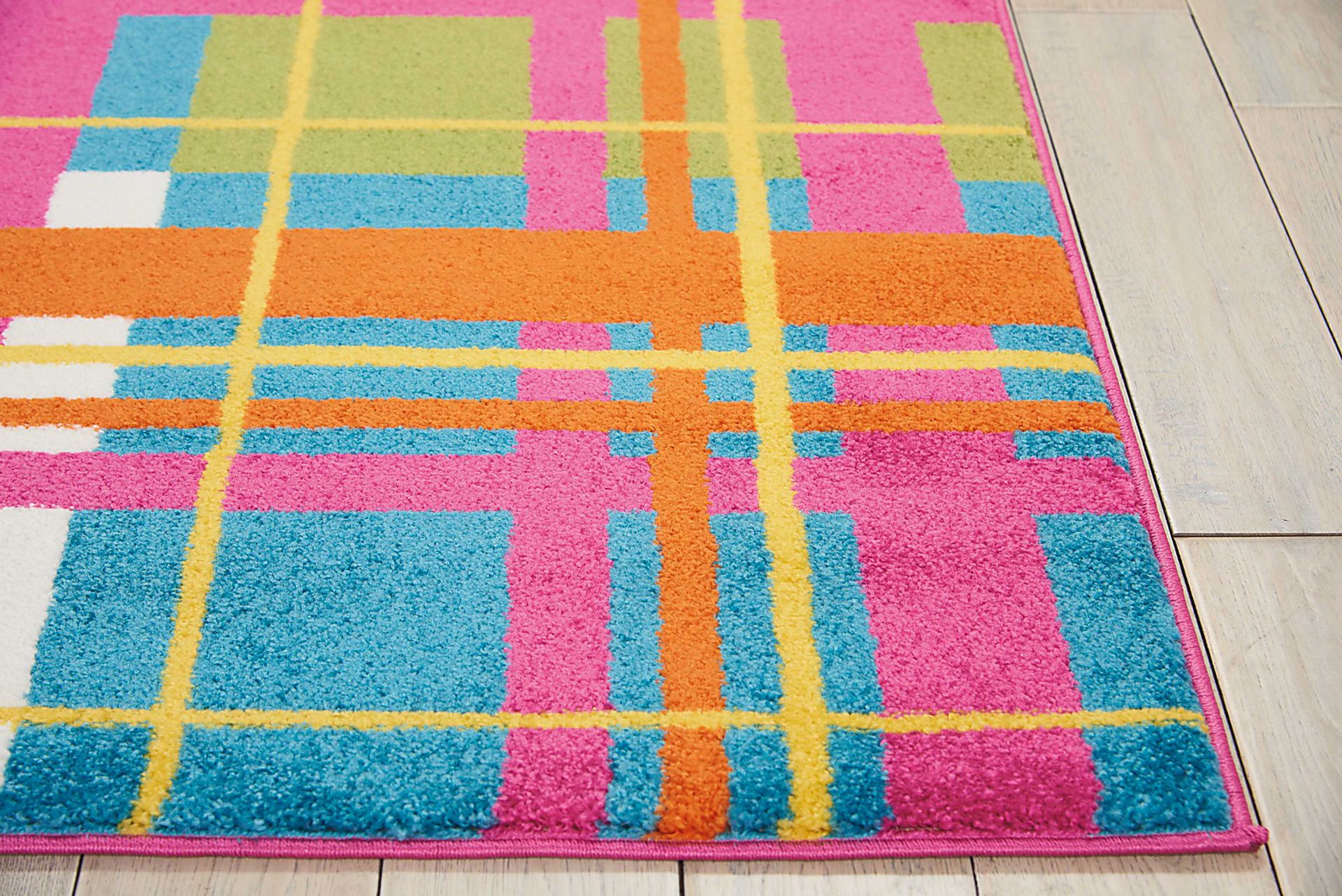 Kids Plaid Field Pink 5' x 7' Rug - Image 3