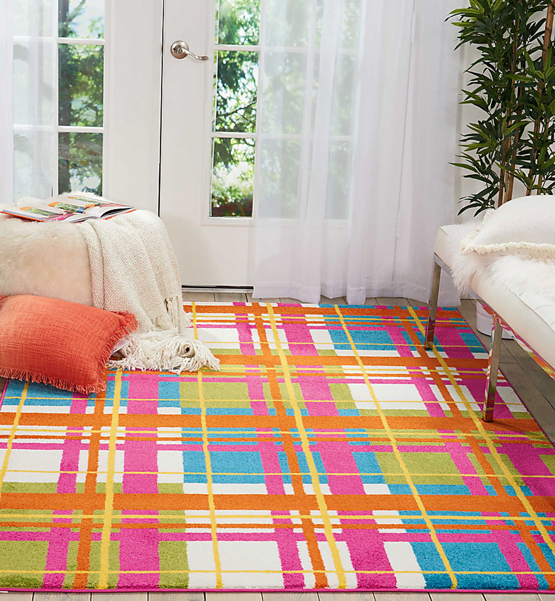 Kids Plaid Field Pink 5' x 7' Rug - Image 4