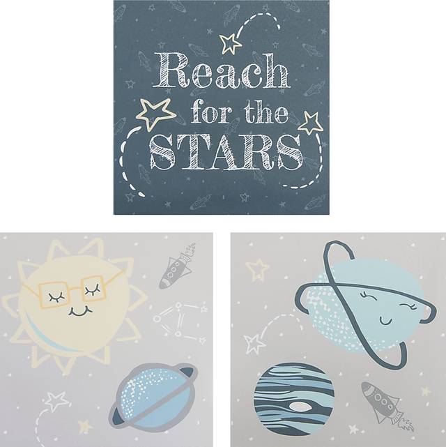 Kids Planetary Slumbers Gray 3 Pc Artwork - Thumbnail - Image 1
