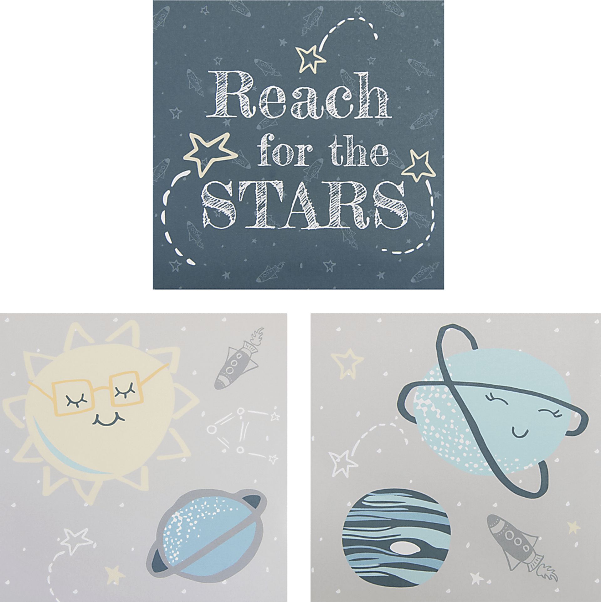Kids Planetary Slumbers Gray 3 Pc Artwork - Image 1
