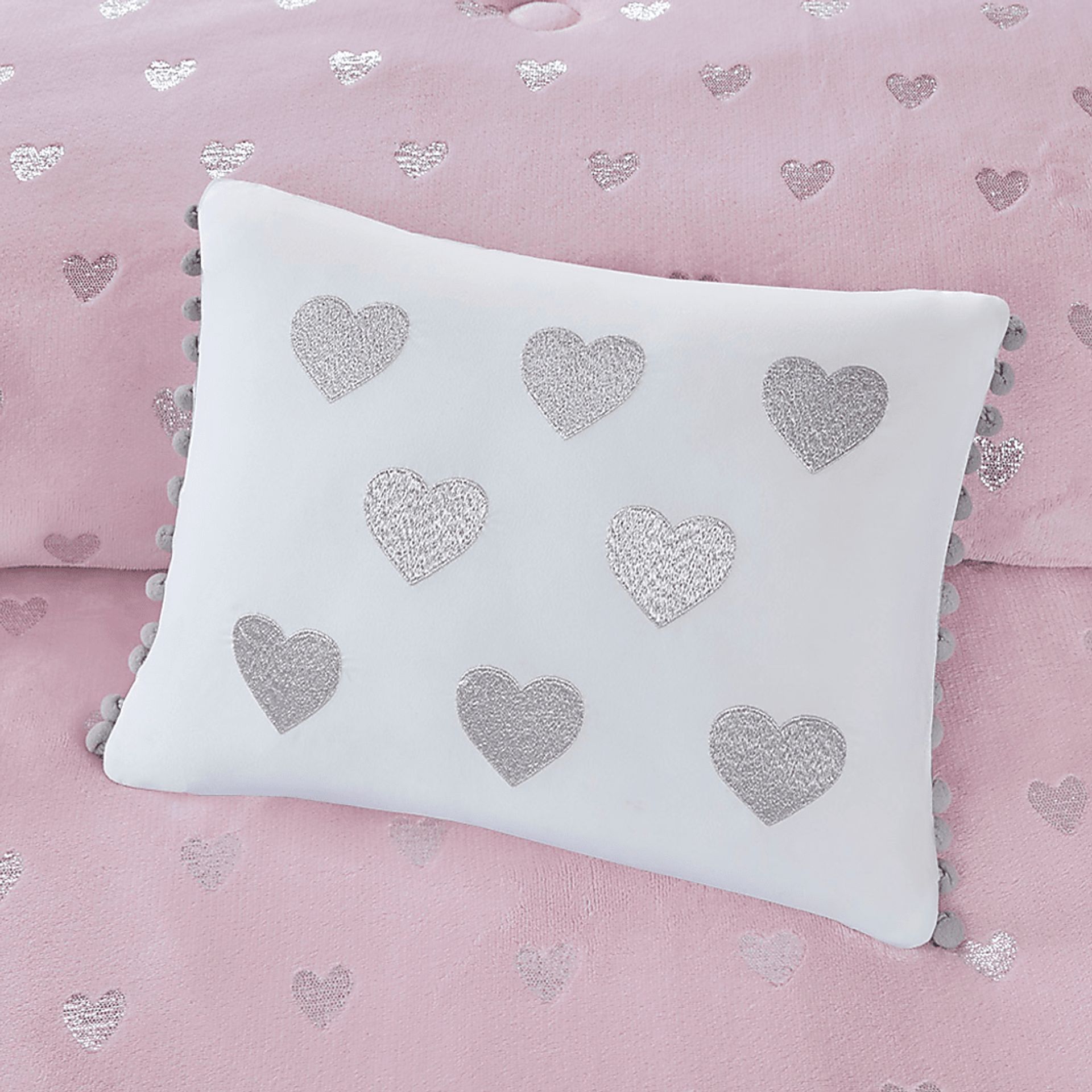 Kids Plush Hearts Pink Twin XL Comforter Set - Image 4