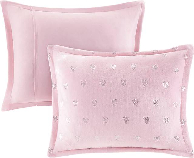 Kids Plush Hearts Pink Full/Queen Comforter Set - Thumbnail - Image 2