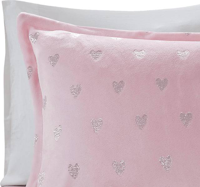 Kids Plush Hearts Pink Full/Queen Comforter Set - Thumbnail - Image 3