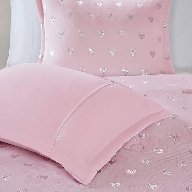 Kids Plush Hearts Pink Full/Queen Comforter Set - Thumbnail - Image 6