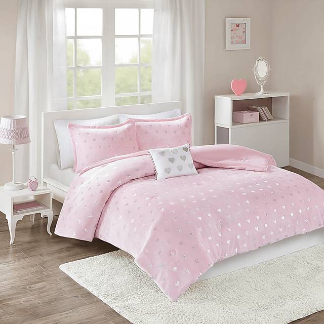 Kids Plush Hearts Pink Full/Queen Comforter Set - Thumbnail - Image 7