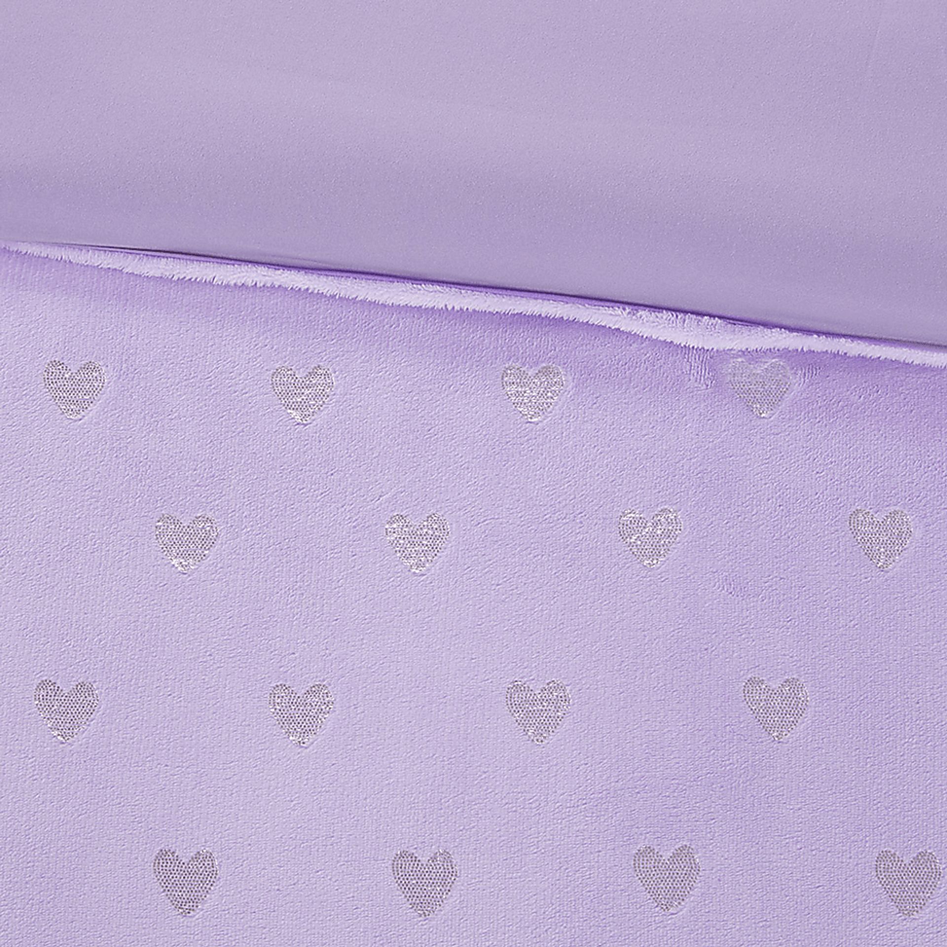 Kids Plush Hearts Purple Twin XL Comforter Set - Image 6