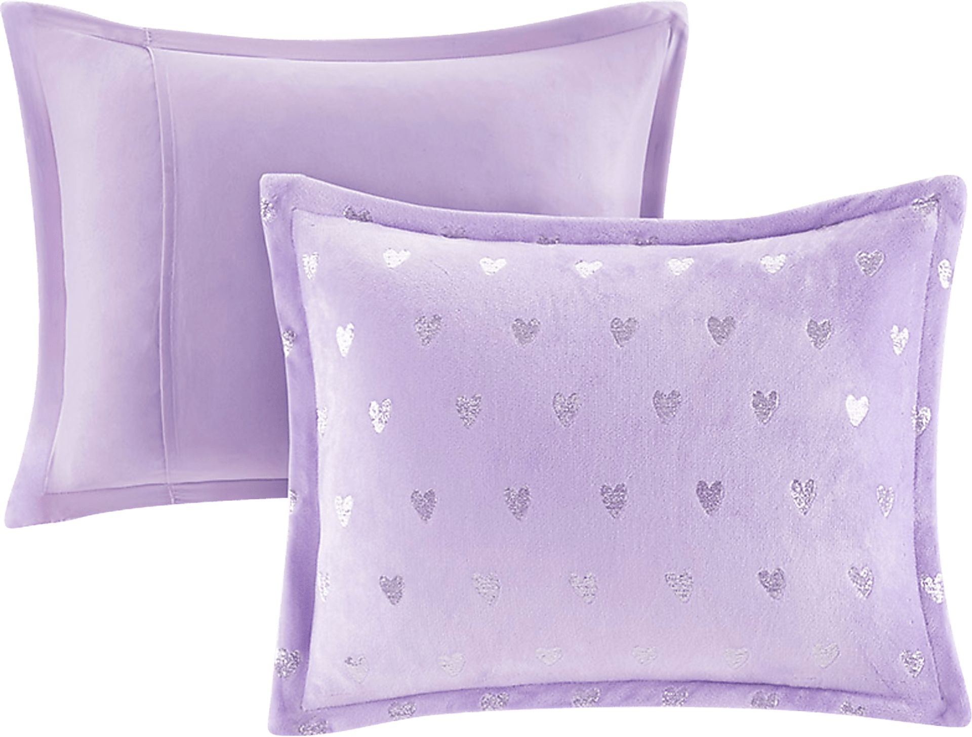 Kids Plush Hearts Purple Full/Queen Comforter Set - Image 2