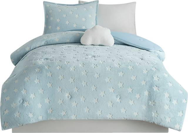 Kids Plush Stars Aqua Twin Comforter Set - Thumbnail - Image 15