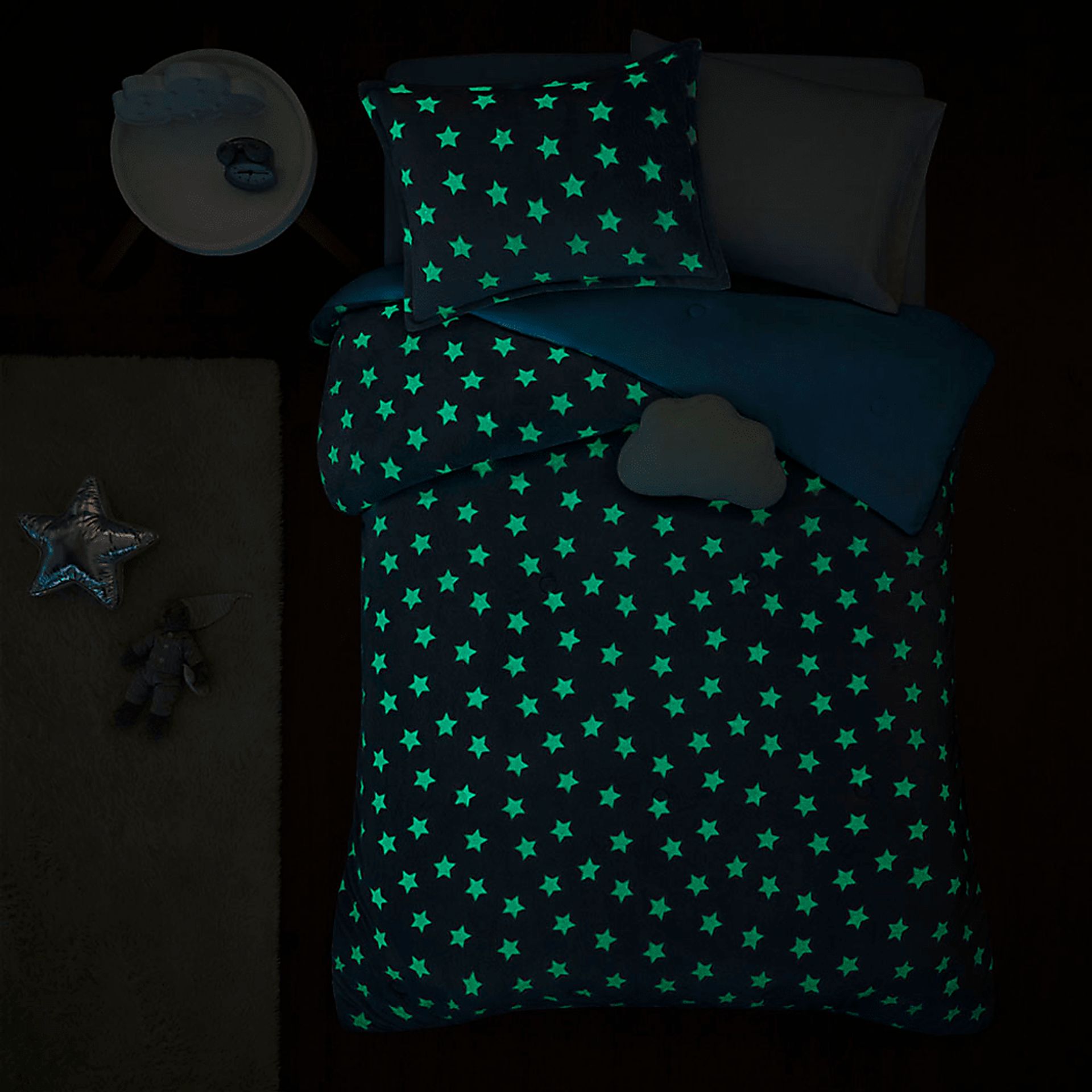 Kids Plush Stars Aqua Full/Queen Comforter Set - Image 2