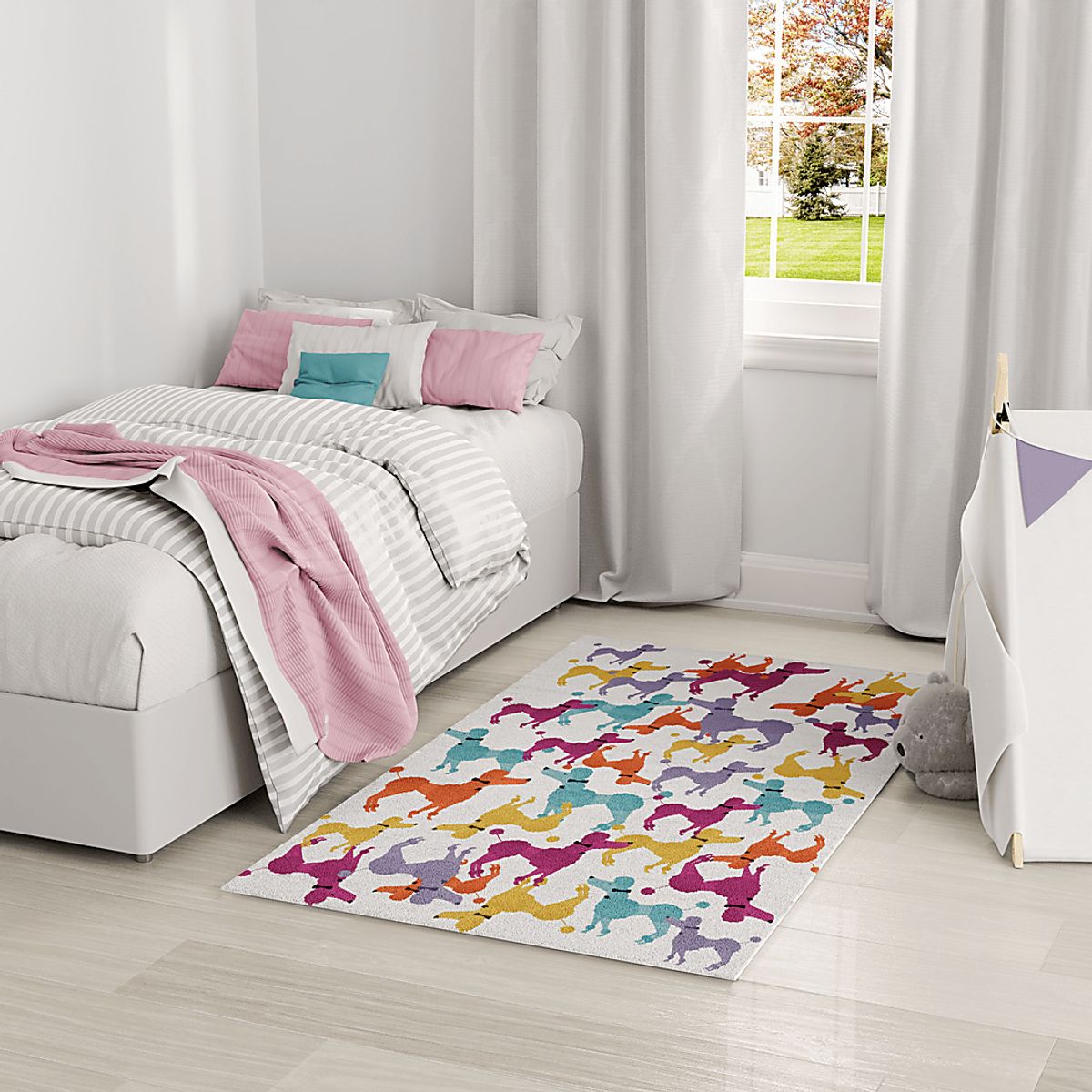 Poodle Glam Orange,Purple,White,Yellow Orange,Red,White,Yellow Rugs ...