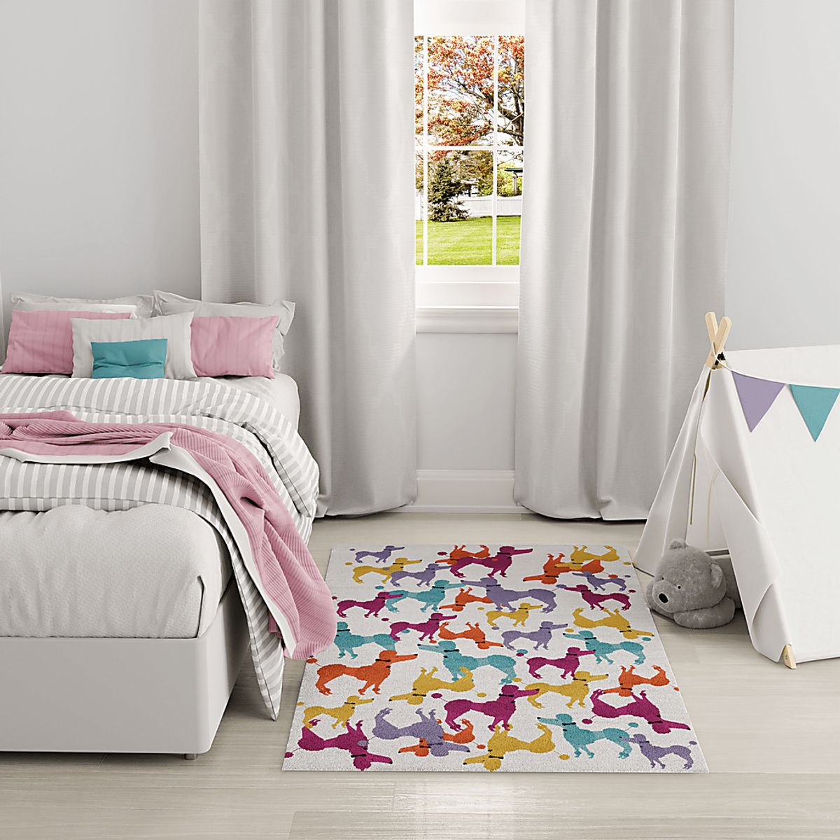 Poodle Glam Orange,Purple,White,Yellow Orange,Red,White,Yellow Rugs ...