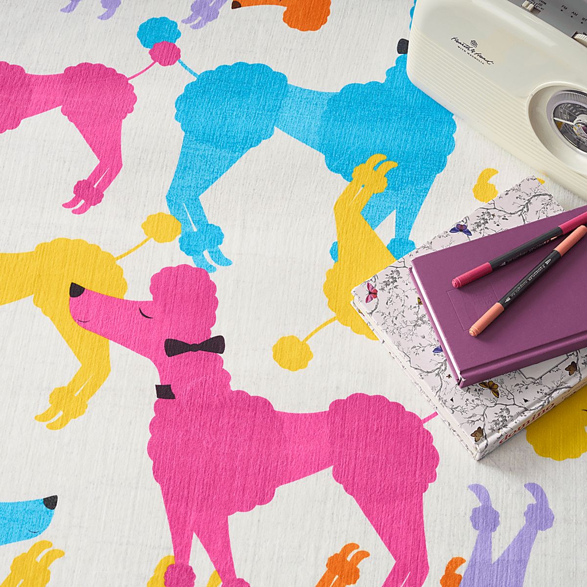 Poodle Glam Orange,Purple,White,Yellow Orange,Red,White,Yellow Rugs ...