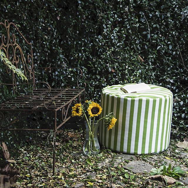 Kids Poppilly Green/White Indoor/Outdoor Ottoman - Thumbnail - Image 2