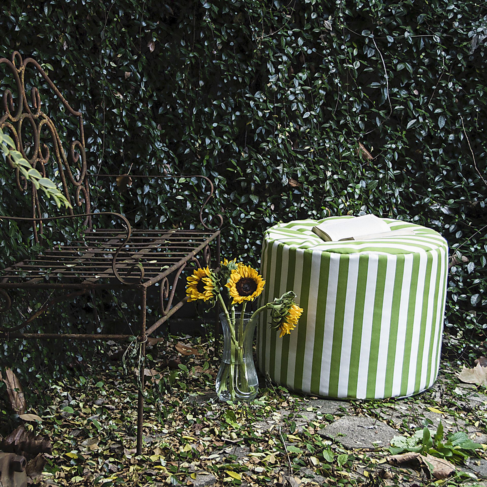 Kids Poppilly Green/White Indoor/Outdoor Ottoman - Image 2