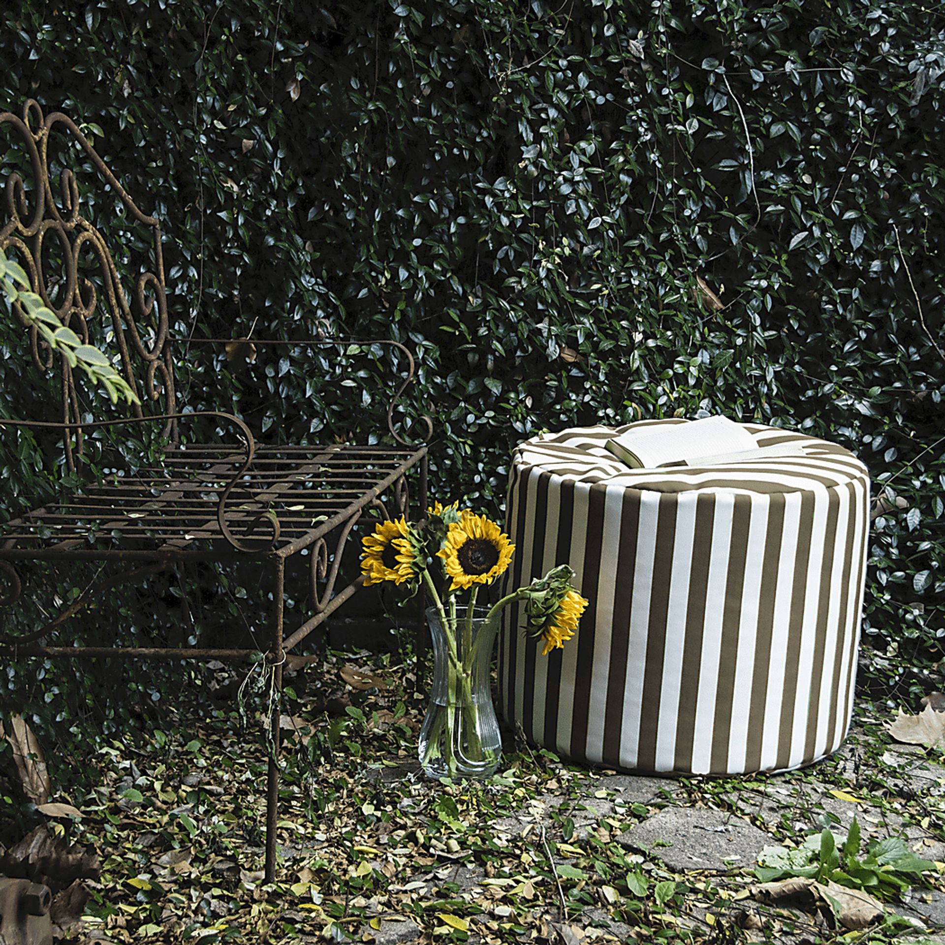 Kids Poppilly Taupe/White Indoor/Outdoor Ottoman - Image 2