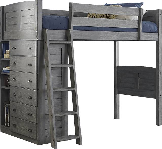 Kids Portside Gray Twin Loft Bed - Thumbnail - Image 1