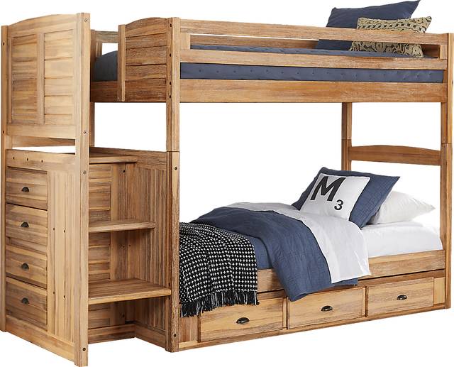 Kids Portside Sand Twin/Twin Step Bunk Bed with Storage - Thumbnail - Image 1