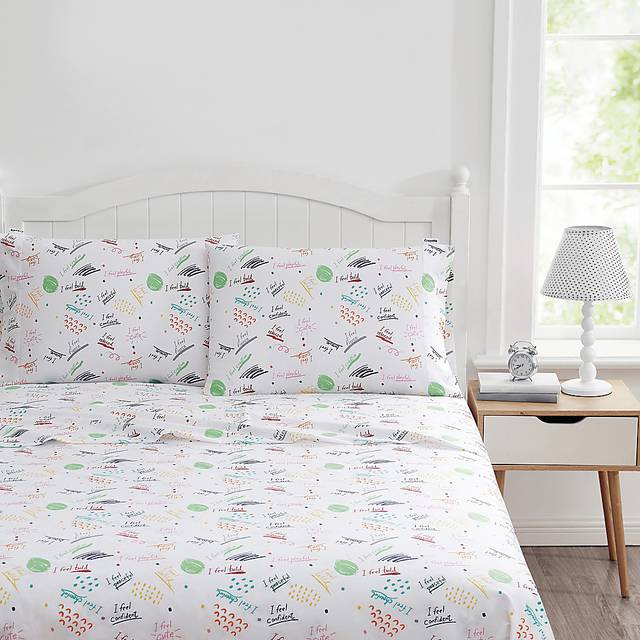 Kids Positive Vibes Only Multi 4 Pc Full Sheet Set - Thumbnail - Image 1