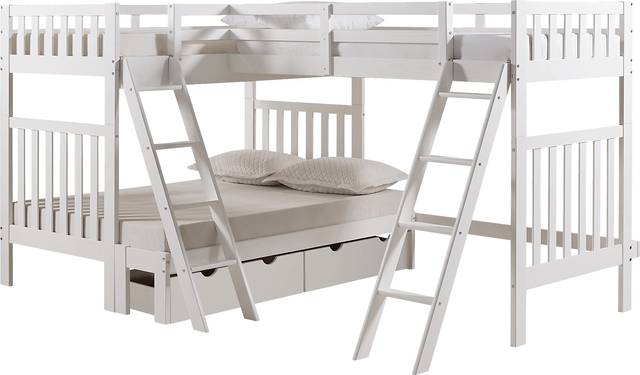 Kids Presnora White Twin/Twin/Full Bunk Bed with Storage - Thumbnail - Image 1