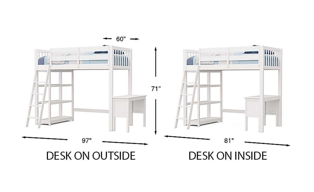 Kids Preston Place White Twin Loft Bed with Desk & Bookshelf