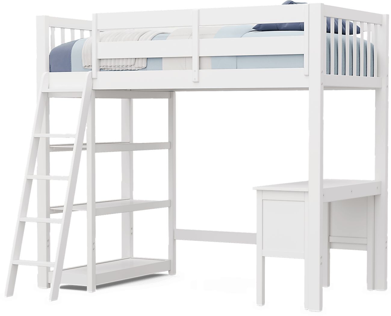 twin high loft with bookshelf & desk