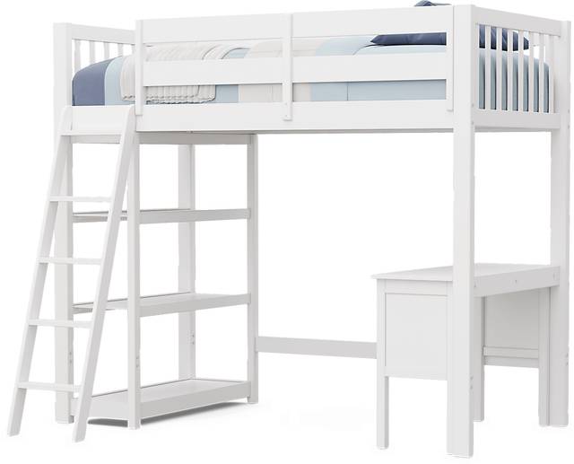 Kids Preston Place White Twin Loft Bed with Desk & Bookshelf - Thumbnail - Image 1