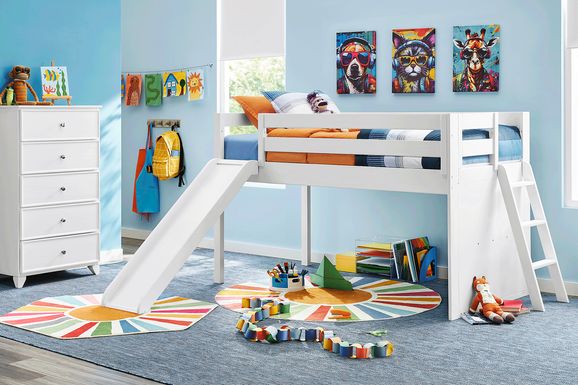 Kids Preston Place White Twin Loft Bed with Slide