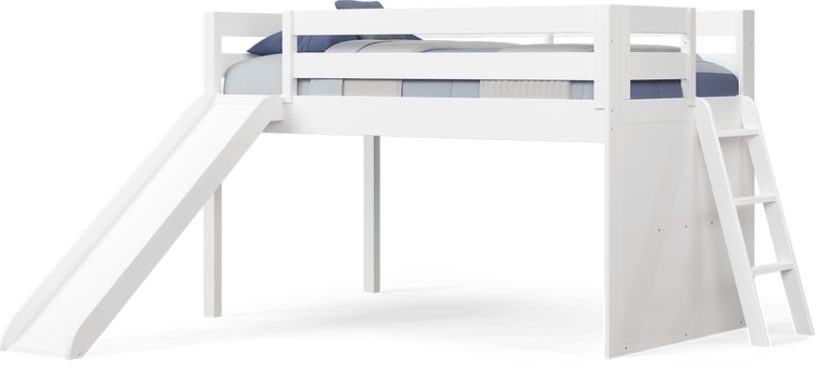twin low loft with slide