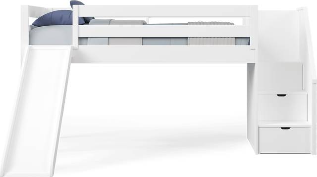 Kids Preston Place White Twin Step Loft Bed with Slide - Thumbnail - Image 3