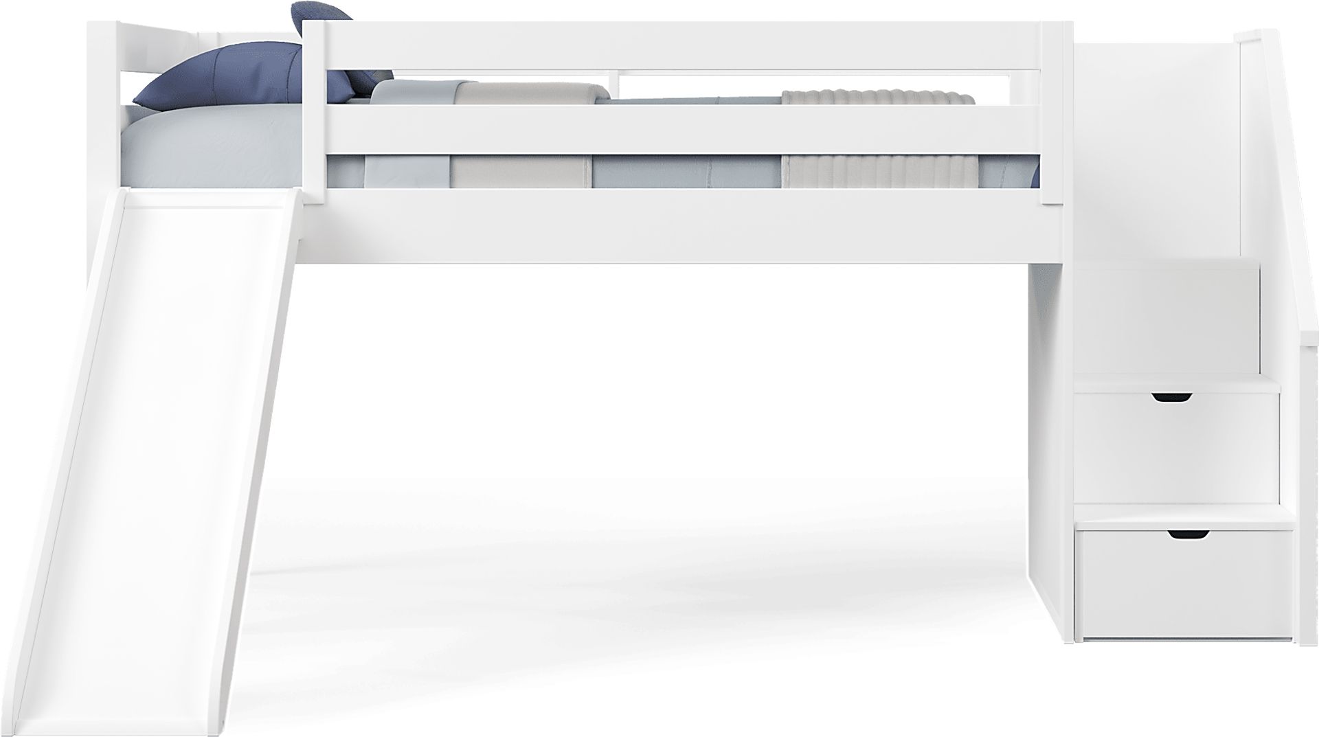 Kids Preston Place White Twin Step Loft Bed with Slide - Image 3