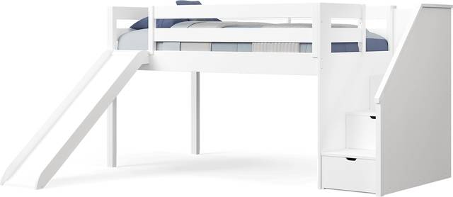 Kids Preston Place White Twin Step Loft Bed with Slide - Thumbnail - Image 1