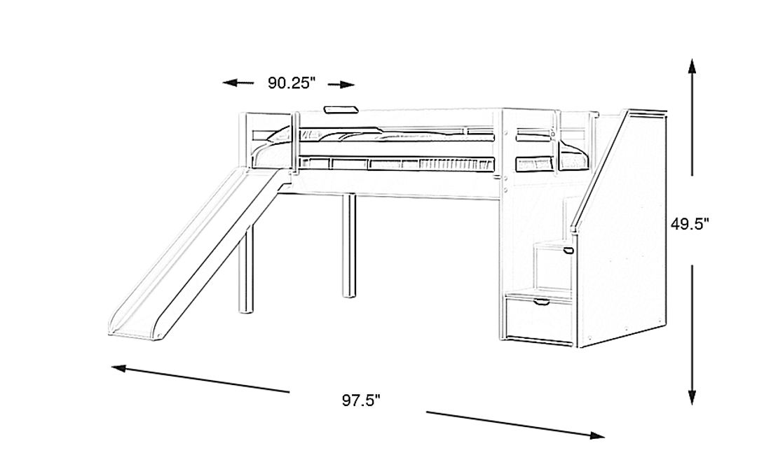 Kids Preston Place White Twin Step Loft Bed with Slide