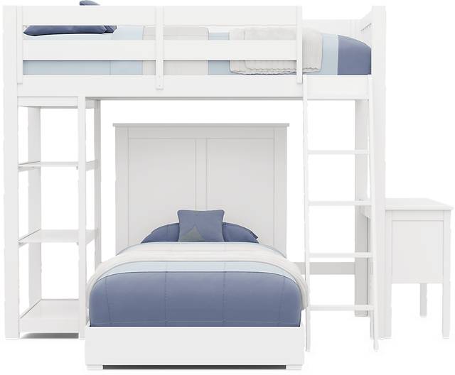 Kids Preston Place White Twin/Twin Loft Bed with Desk & Bookshelf - Thumbnail - Image 3