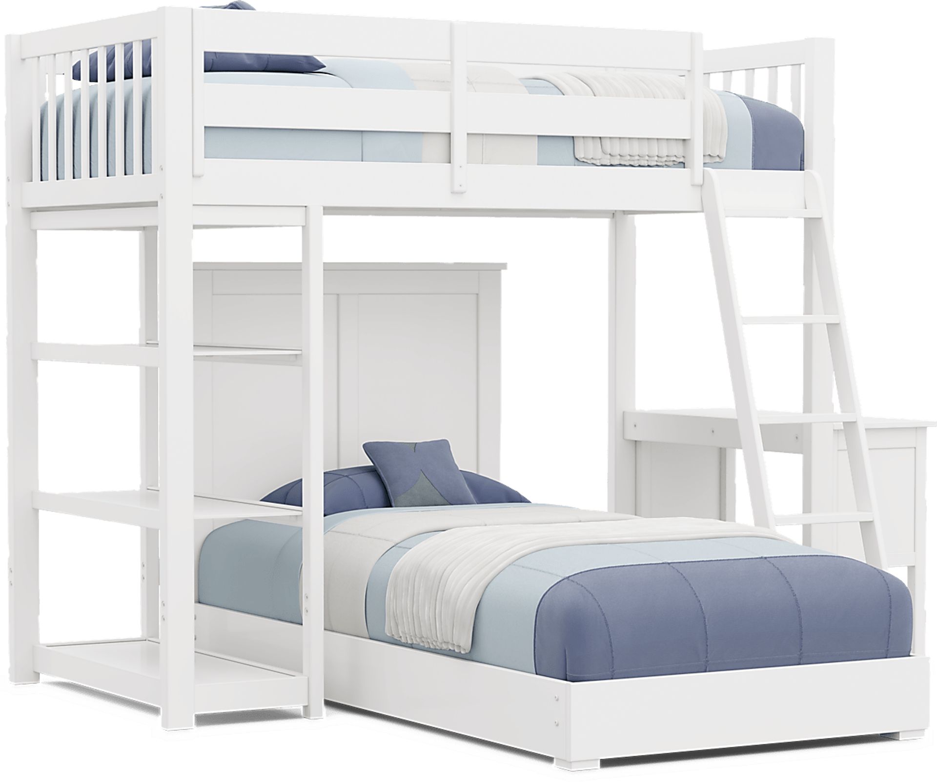 Kids Preston Place White Twin/Twin Loft Bed with Desk & Bookshelf - Image 1