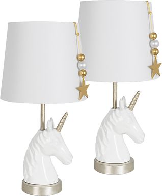 Kids Pretty Unicorn Ivory Lamp, Set of 2