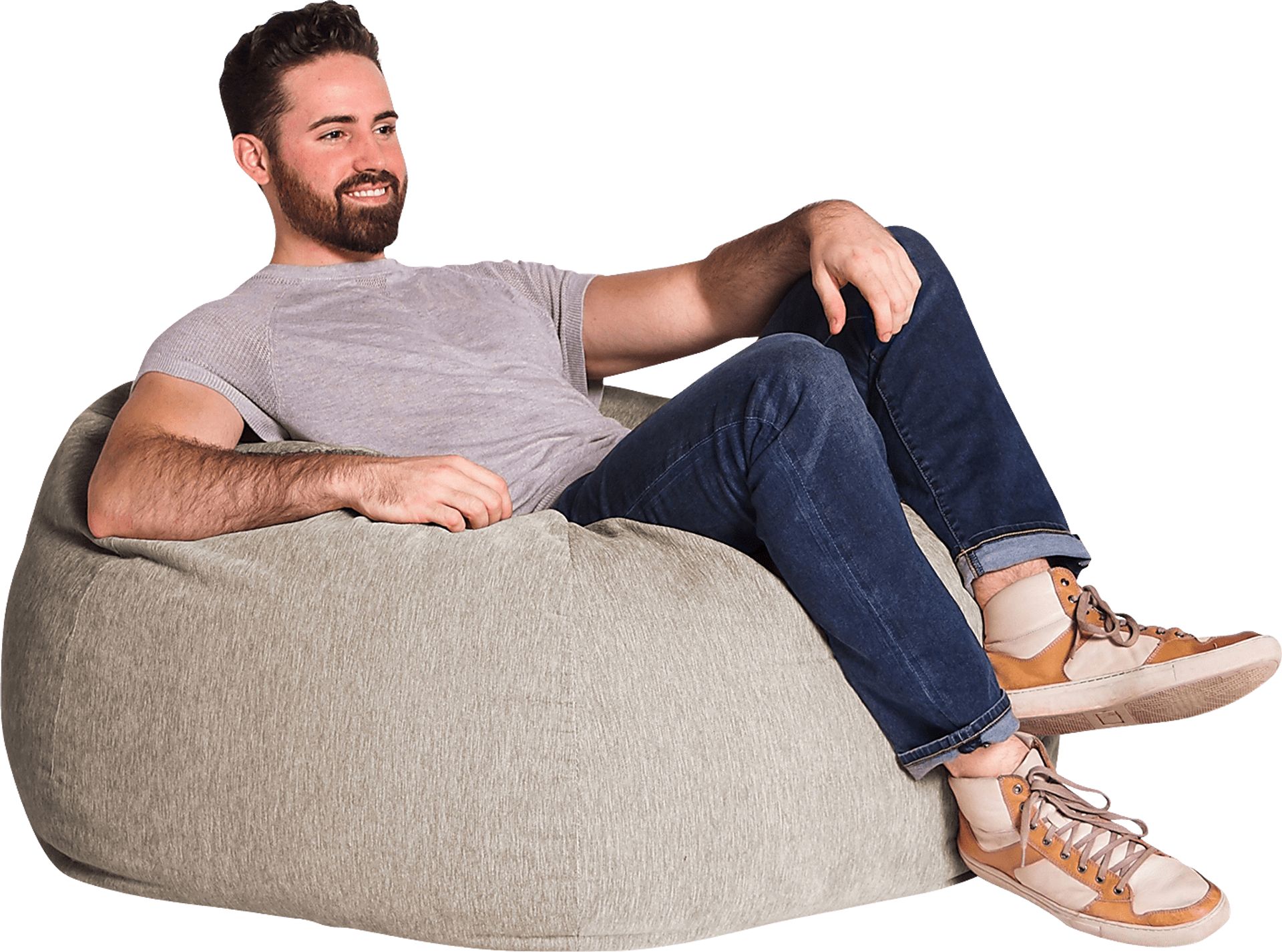 Kids Puffy Nest Beige Bean Bag Chair - Image 2