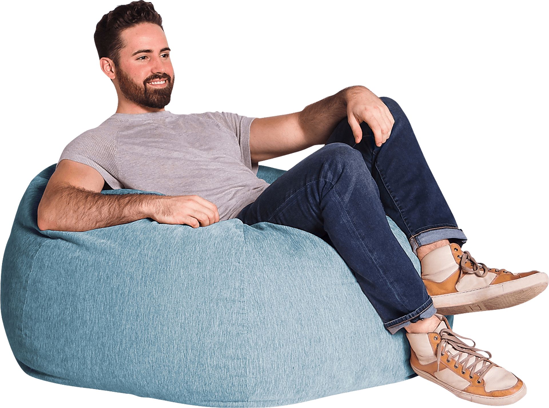 Kids Puffy Nest Blue Bean Bag Chair - Image 2