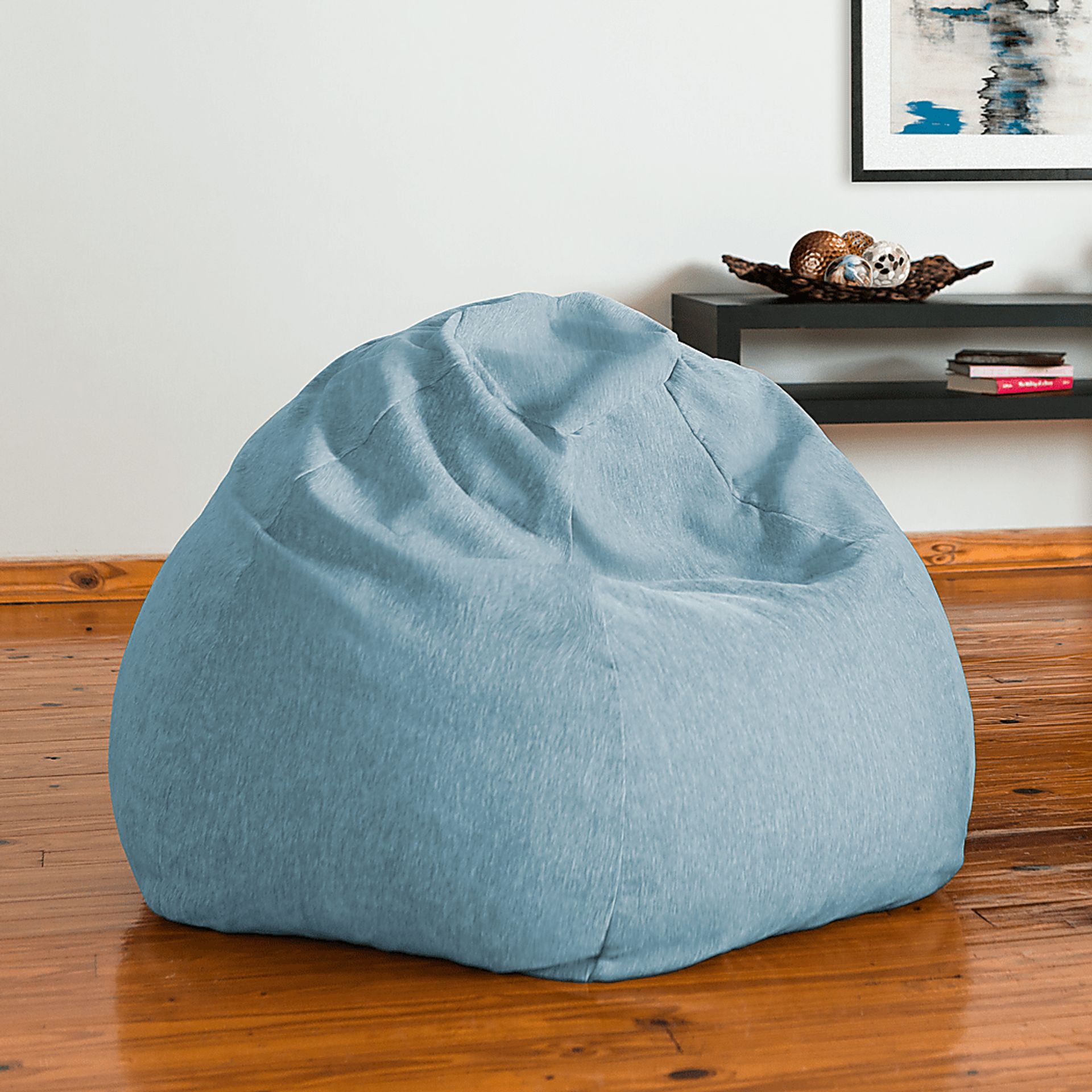 Kids Puffy Nest Blue Bean Bag Chair - Image 4
