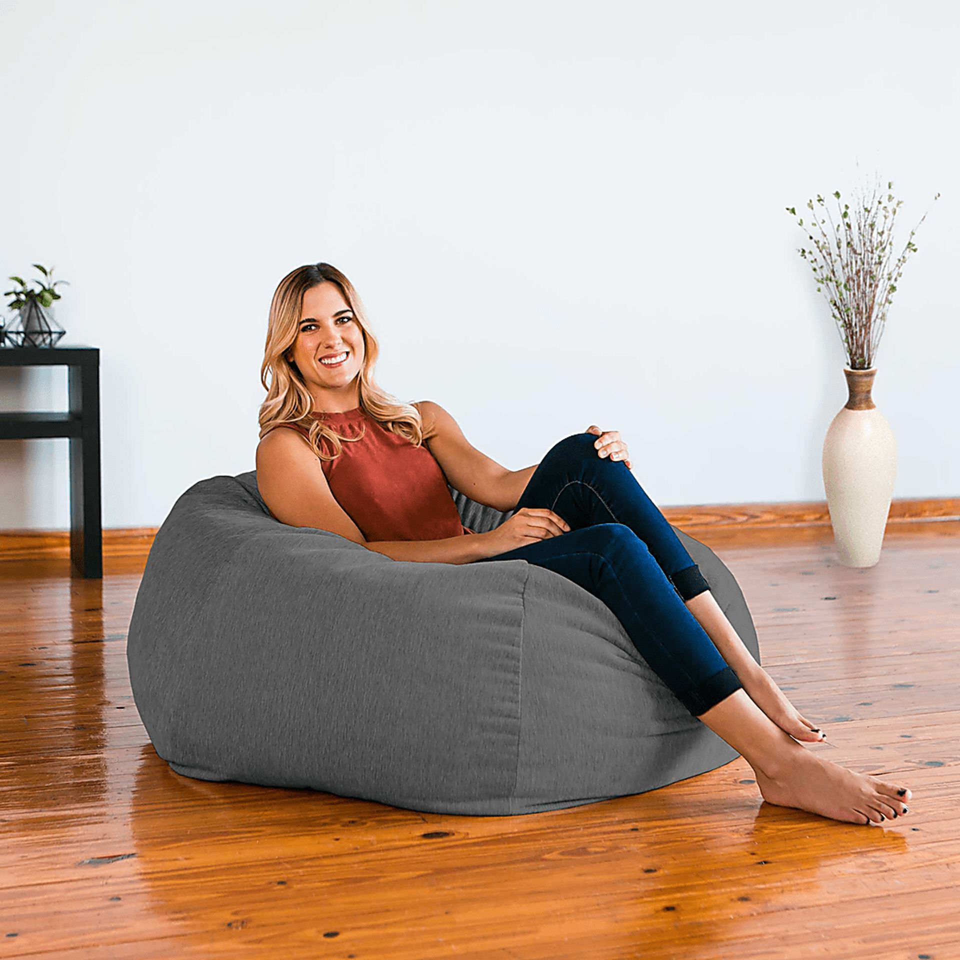 Kids Puffy Nest Gray Bean Bag Chair - Image 3