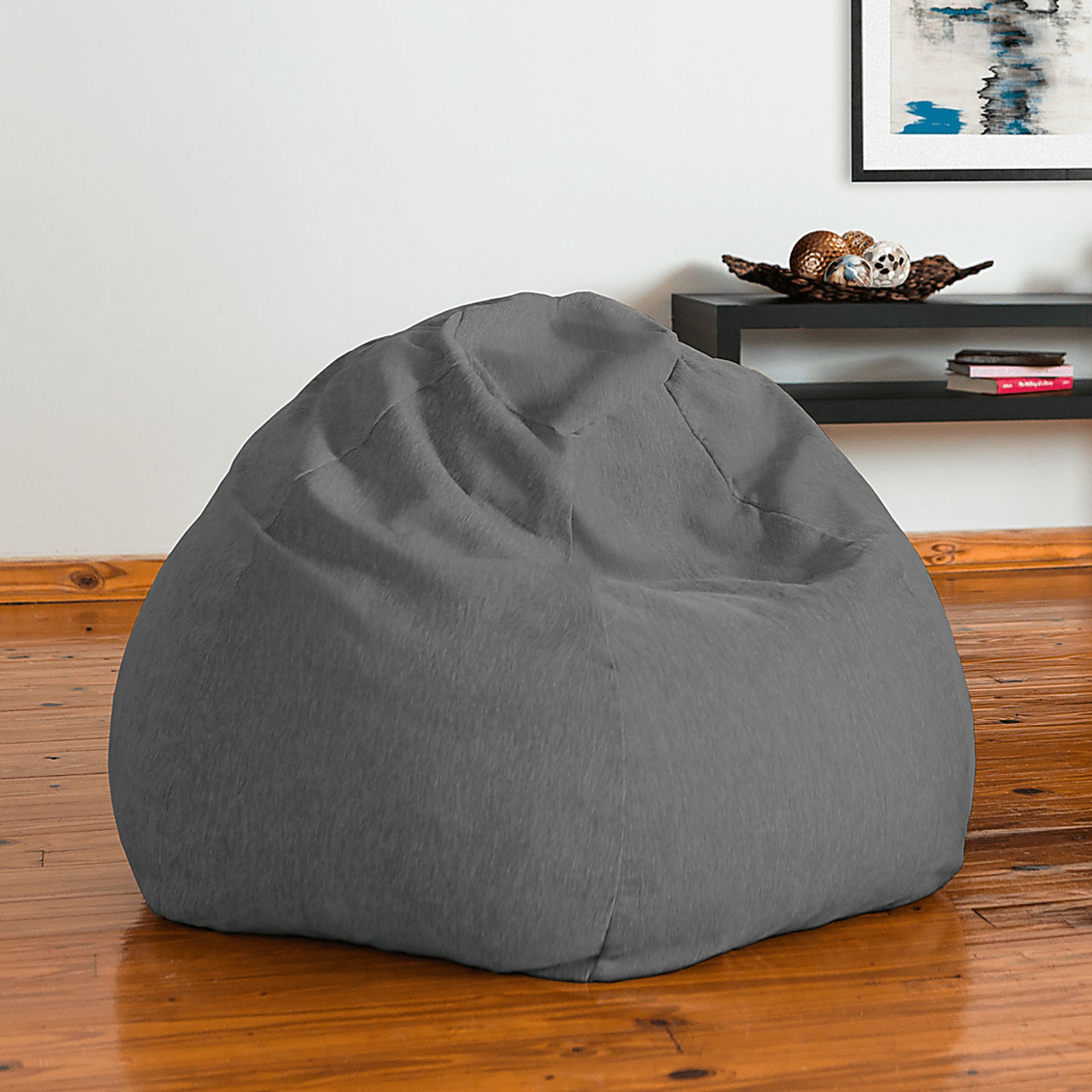 Kids Puffy Nest Gray Bean Bag Chair - Image 4