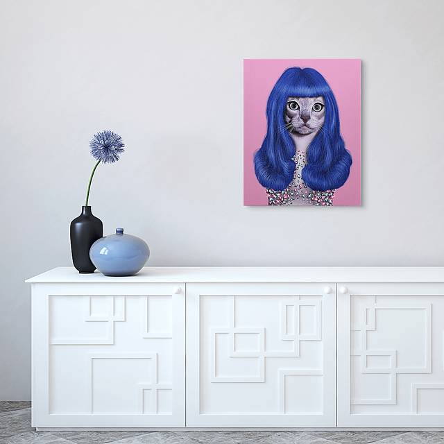Kids Purrfect Style Blue Wall Art - Thumbnail - Image 4