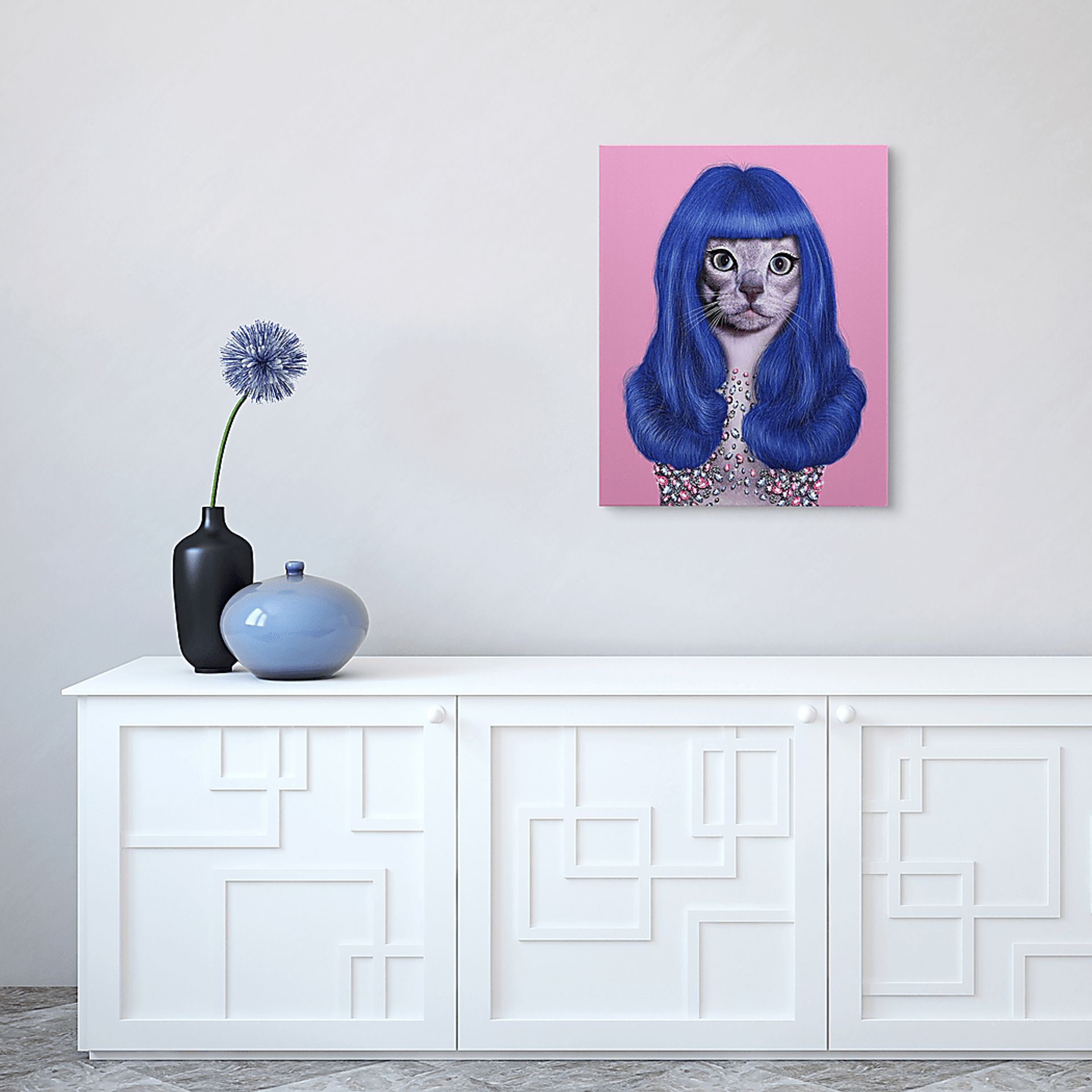 Kids Purrfect Style Blue Wall Art - Image 4